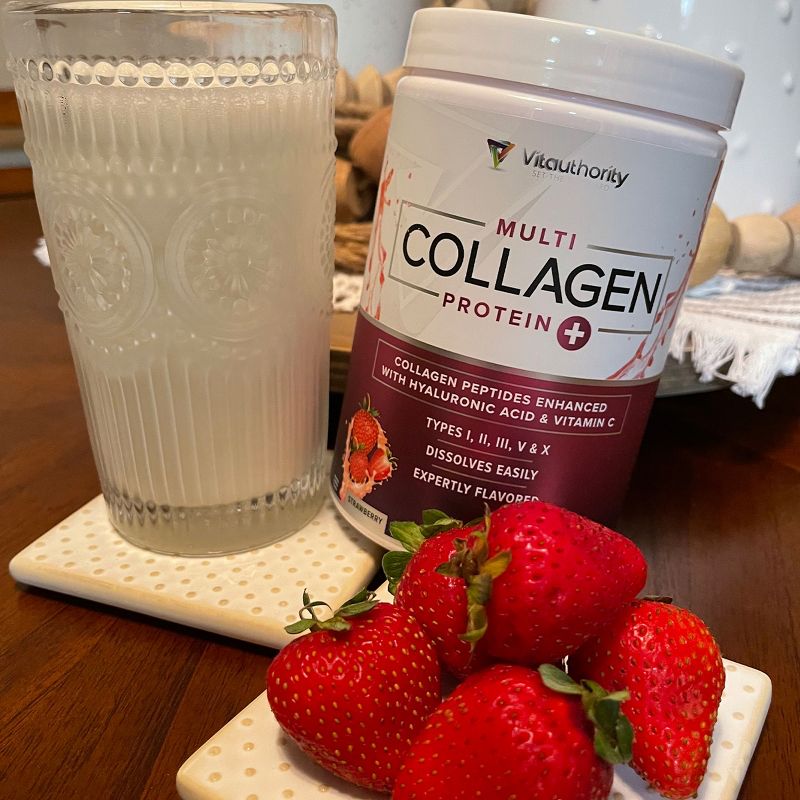 Multi Collagen Protein Plus, Strawberry, Vitauthority, 30 Servings, 4 of 5