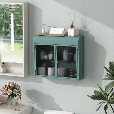 Bathroom Cabinet Wall Mounted, Metal Medicine Cabinet with 2 Doors, Wall Mounted Utility Cabinet for Bathroom Laundry Room Kitchen