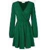 Coolmee Women's Midi Dress Long Sleeve Wrap V Neck A Line Mini Tunic Dress - 2 of 4