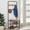 3 Tier Entry Bench with Hooks Black Metal with Natural Wood - Brightroom™ - 2 of 4