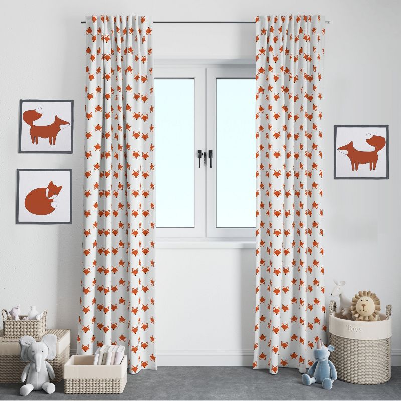 Bacati - Playful Fox Orange/Grey Curtain Panel, 2 of 6