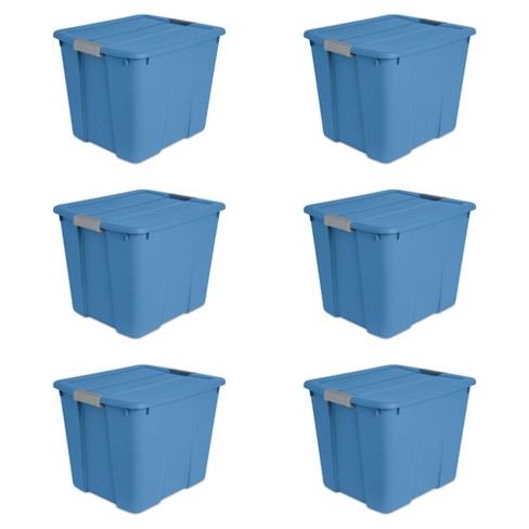 Sterilite 20 Gallon Latch Tote With In Molded Handles Robust Latches And Contoured End Panels For Home Storage Bins Blue Ash 6 Pack Target