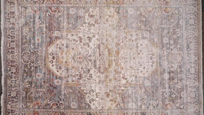 Reversible Terra Medallion Synthetic Rug in Blue - 47"x5"