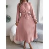 Midi Dresses for Women,Elegant Trendy Long Sleeve Dress Flowy Pleated A Line Vacation Dress Work Outfits - 4 of 4