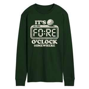 Men's - Instant Message - Golf Fore OClock Somewhere Long Sleeve Graphic T-Shirt - 1 of 3