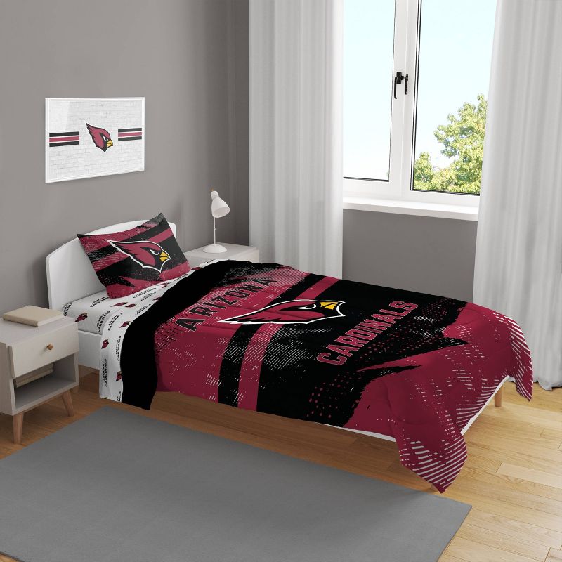 NFL Arizona Cardinals Slanted Stripe Twin Bed in a Bag Set - 4pc, 1 of 4