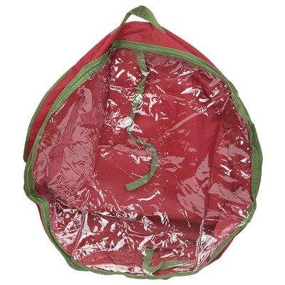 Home Basics Textured PVC 30" Christmas Wreath Bag, Red/Green