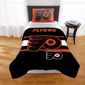 Sweet Home Collection NHL Philadelphia Flyers Comforter & Pillow Sham Set - 1 of 3