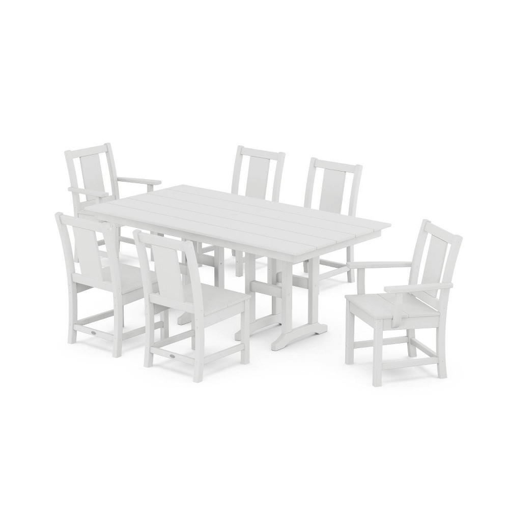 Photos - Dining Table POLYWOOD 7pc Prairie Farmhouse Outdoor Patio Dining Set White