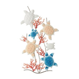 32"x19" Metal Turtle Swimming Wall Decor with Red Coral Accents - Olivia & May - 1 of 4