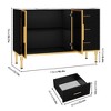 Homhougo Fluted Sideboards Buffets Cabinet with Glass Doors, 3 Drawers, Marble Top Kitchen Sideboard Cabinet Black - 2 of 4