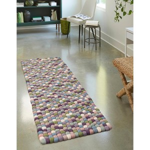 Unique Loom Felt Ball Collection Area Rug - Cloud - 1 of 4