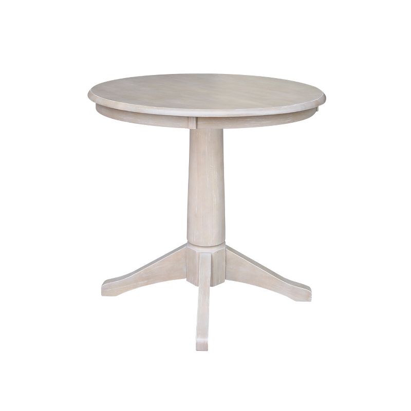 Solid Wood Round Pedestal Dining Table Weathered Gray Taupe - International Concepts, 3 of 6