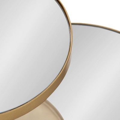 Gold Mirrored Round Metal Two-Tier Side Table