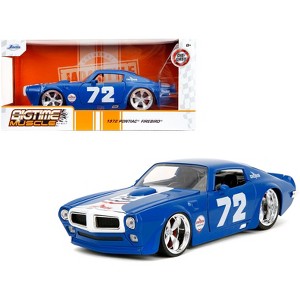 1972 Pontiac Firebird #72 Blue with White Stripe "Chevron" "Bigtime Muscle" Series 1/24 Diecast Model Car by Jada - 1 of 4