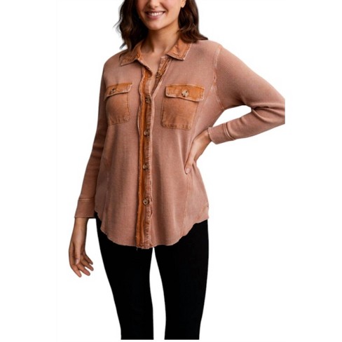 Women's Waffle Button Down Shacket - Tribal : Target