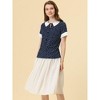 Allegra K Women's Contrast Doll Collar Polka Dots Short Sleeves Blouse - 2 of 4