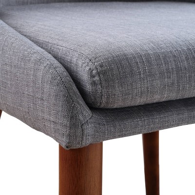 Dove Gray Upholstered Mid-Century Modern Dining Chair with Wood Legs