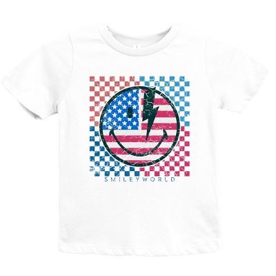 The Juniper Shop SmileyWorld Patriotic Checkered Lightning Youth Short Sleeve Tee
