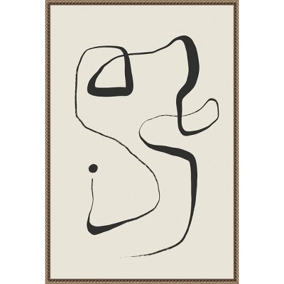Abstract Black and White Canvas Wall Art with Brown and Gold Frame