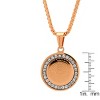 Steeltime 24" 18k rose gold plated stainless steel Padre Nuestro prayer round pendant with simulated diamonds - 3 of 4