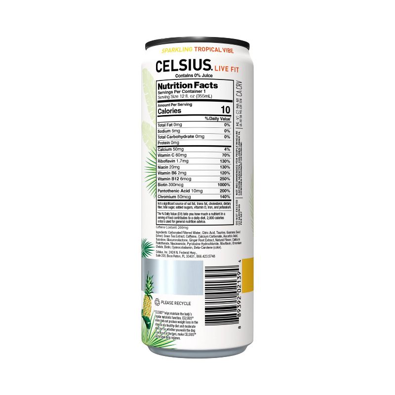 Celsius Tropical Vibe Energy Drink - 12 fl oz Can, 4 of 9