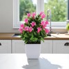 Unique Bargains Artificial Plants Lily Flower Bonsai Arrangement Plastic 3.74"x3.74"x10.63" 1 Pc - 2 of 4