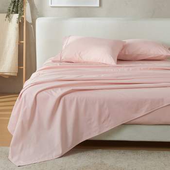 Patina Vie Queen Cotton Blend Solid Sheet Set Rose Pink