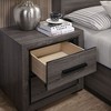 Lycvki Gray Wood Nightstand with 2-Drawers and Black Trim - 4 of 4