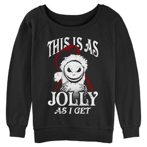 Juniors The Nightmare Before Christmas Jolly Santa Jack Portrait Smile Sweatshirt - 1 of 4