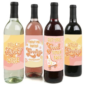 Big Dot of Happiness Stay Groovy - Boho Hippie Style Party Decorations for Women and Men - Wine Bottle Label Stickers - Set of 4 - 1 of 4