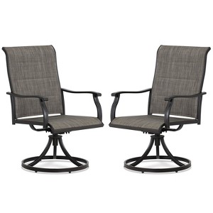 Aoodor Outdoor 360-degree Swivel Dining Chairs Set of 2, Ergonomic Designed, Breathable, Durable High Back Textilene Chair - 1 of 4
