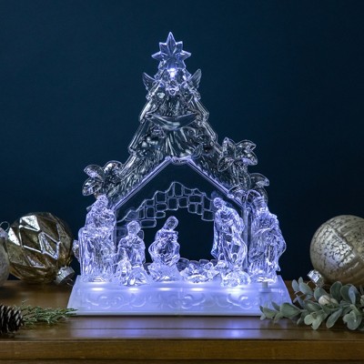 Northlight Led Lighted Nativity Scene In Stable Acrylic Christmas ...