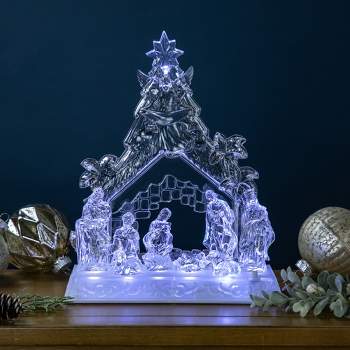 Northlight LED Lighted Nativity Scene in Stable Acrylic Christmas Decoration - 10.75"