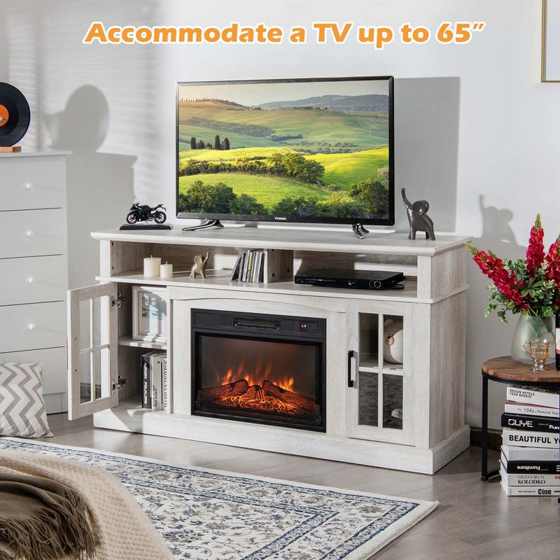 Costway 58" Fireplace TV Stand W/ 1400W Electric Fireplace for TVs up to 65 Inches Grey/Black/Brown/White, 5 of 11