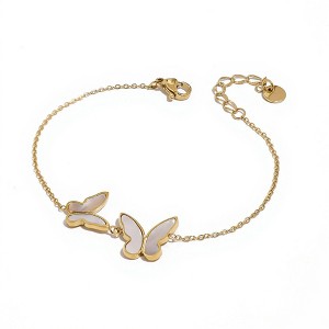 Anna-Kaci Women’s Butterfly Chain Bracelet with Delicate Wing Silhouettes and Minimalist Linked Design for a Soft Feminine Accent - Gold - 1 of 4