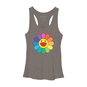Adult Design By Humans Daisy Flower Rainbow Pride By PINHEAD66 Racerback Tank Top - 1 of 2