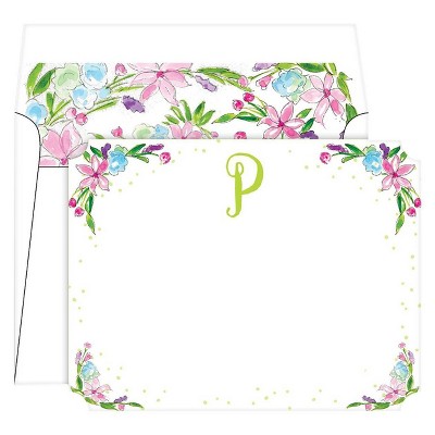 10ct Die-Cut Social Set Floral Crest Monogram - P