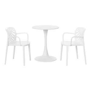 WestinTrends Playa 3-Piece Outdoor Indoor Metal Patio Dining Table Set With Stackable Patio Chairs - 1 of 4