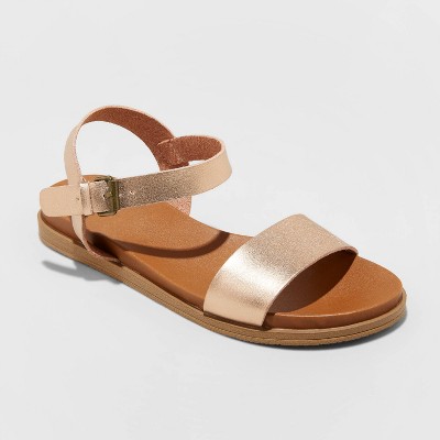 wide gold sandals