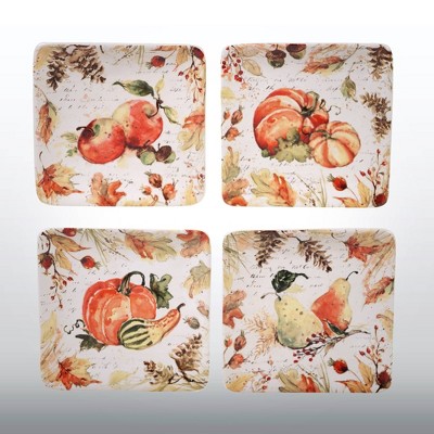 6" 4pk Earthenware Harvest Splash Canape Plates Cream - Certified International