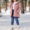 Agnes Orinda Women's Plus Size Hooded Buttons Zipper Elastic Waist Fleece Lined Long Sleeve Warm Parka Jackets with Pockets - 3 of 4