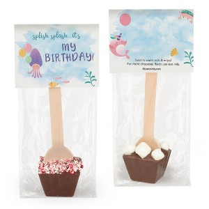 12 Pcs Birthday Hot Chocolate Spoons Milk Chocolate Mini Marshmallows Mermaid - 1 of 2