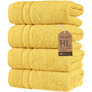 Hawmam Linen Hand Towels for Bathroom, Set of 4, 16x29 Inch, Premium Turkish Cotton, Highly Absorbent Hotel Collection, Blissful Luxury Spa Feel - 1 of 4