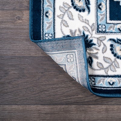 Elegant Navy/Ivory Synthetic Reversible Area Rug 3x5 Feet