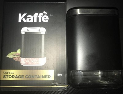 Kaffe Glass Storage Container. Coffee Canister - BPA Free Stainless Steel with Airtight Lid (16oz)