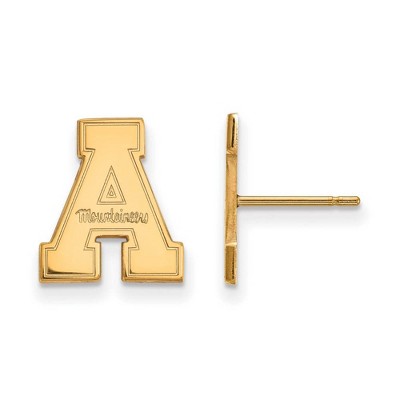 Black Bow Jewelry 14k Yellow Gold Appalachian State Mountaineers NCAA Post Earrings