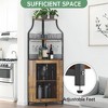 Corner wine rack, 5-layer shelf with removable wine rack, bar cabinet with glass rack, small dining cabinet and buffet cabinet with mesh door - 2 of 4