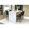 Okak Contemporary Velvet Bar Stools Set of 2 with Button Tufting & Chrome Nailhead Trim, Upholstered Stools Wood Legs for Kitchen Island - 3 of 4