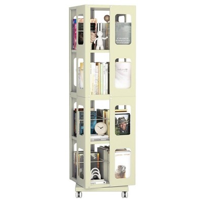 NicBex 4-Tier Rotating Bookshelf with Wheels,55" Tall Book Rack for Bedroom,Living Room,Office,Easy Assembly